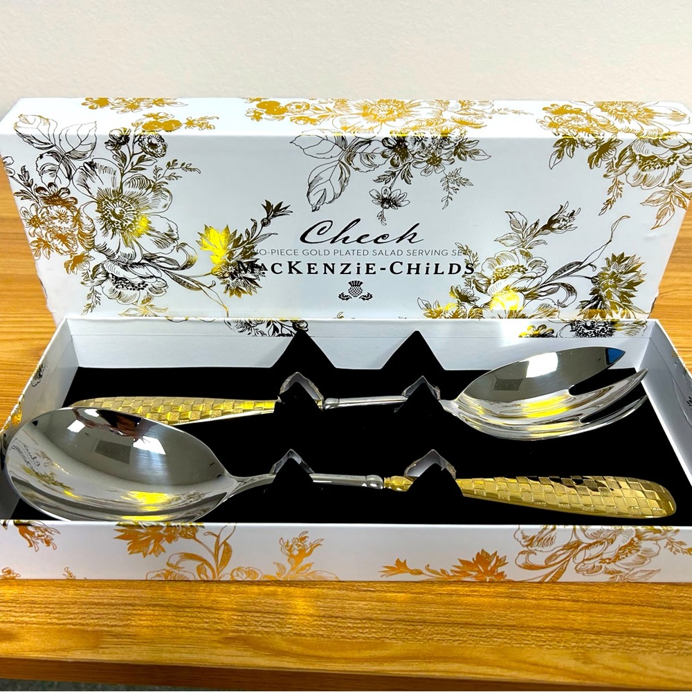Mackenzie-Childs 2 piece Gold plated Serving Set